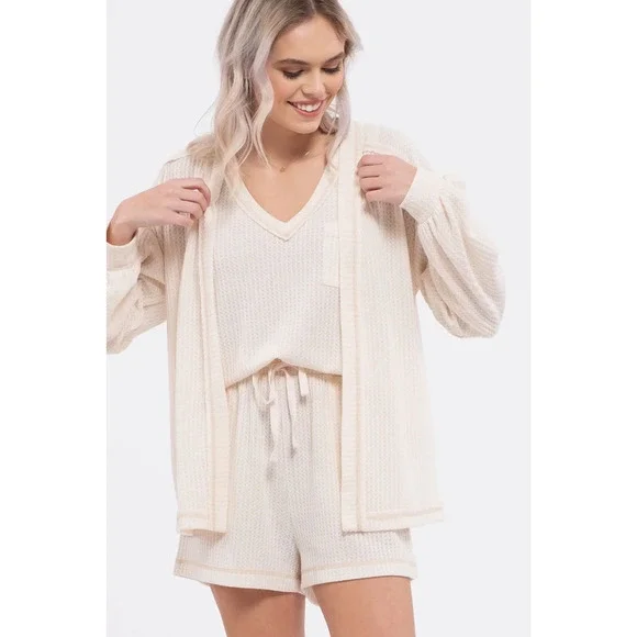 Reverse Stitched Open Front Cardigan - Picture 3 of 5